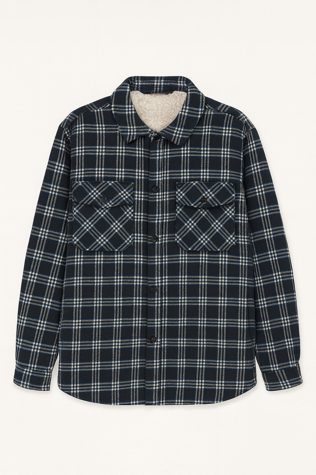 Teddyfodrad fleece herrskjorta